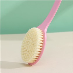 Щётка массажная для тела Доляна, с ручкой и массажёром, искусственная щетина, розовая