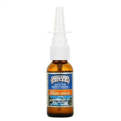Sovereign Silver, Bio-Active Silver Hydrosol, (биоактивная добавка с серебром), вертикальный спрей, 10 част./млн, 29 мл (1 жидк. унция)