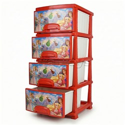 Комод "Декор" "Принцесса" 4 секции красный перламутр