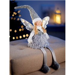 Фигура текстиль «Кукла в сером» 70 см, 6 LED, от батареек AG10×3, свечение тёплое белое