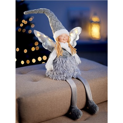 Фигура текстиль «Кукла в сером» 70 см, 6 LED, от батареек AG10×3, свечение тёплое белое