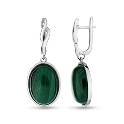 Серьги из серебра малахит, МЦВ388