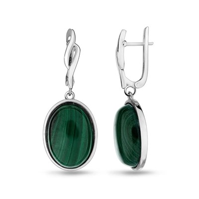 Серьги из серебра малахит, МЦВ388