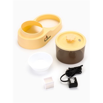 Фонтан для животных с миской «Пижон», 34×17.5×11.5 см, бежевый