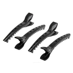 Dewal Зажим для волос крокодил JB0024, пластик, черный, 12,5 см, 4 шт. 2149