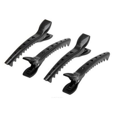 Dewal Зажим для волос крокодил JB0024, пластик, черный, 12,5 см, 4 шт. 2149