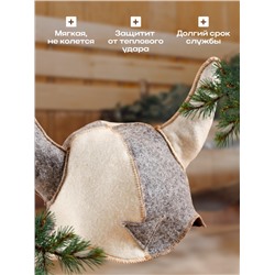 Шапка для бани и сауны, комбинированная «Шлем викинга», войлок, «Добропаровъ»