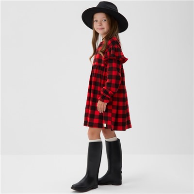 Платье детское с рюшами KAFTAN «Клеточка» размер 34 (122-128)