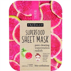 Freeman Beauty, тканевая маска с суперпродуктами, арбуз и редька для очищения пор, 1 шт.