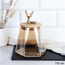 Сахарница бамбуковая крышка с фигуркой 800 мл 13х11 см / 9860 /уп 48/ новогодняя