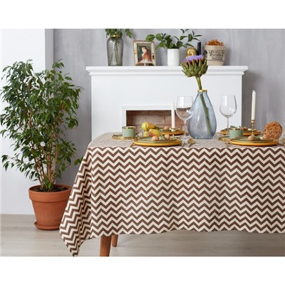 Набор кухонный «Доляна»: скатерть 145×200 см, салфетки 40×40 см-4 шт., коричневый, 100% п/э, рогожка 200 г/м²