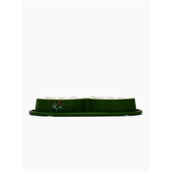 Миска двойная, 160 мл, 29.5×14×4 см, фигурная, пластик, зелёная