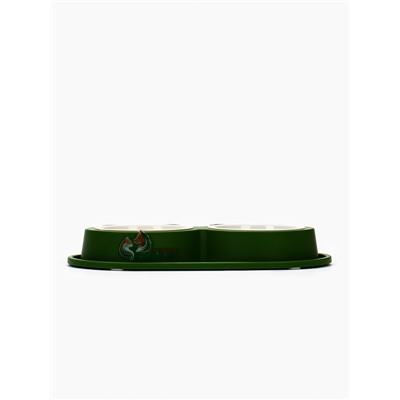 Миска двойная, 160 мл, 29.5×14×4 см, фигурная, пластик, зелёная