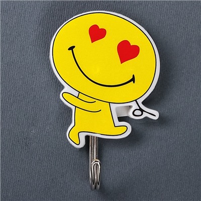 Крючки самоклеящиеся «Бегущий смайлик», 2 шт., рисунок МИКС