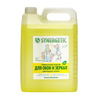 Средство для мытья окон и зеркал Synergetic «Цветущий лимон», 5 л