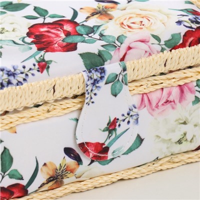 Шкатулка для рукоделия и шитья «Садовые цветы», хранение ниток, иголок, мелочи, 18×12×9.5 см