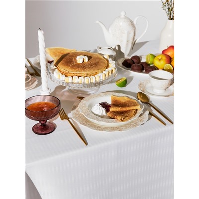 Скатерть «Этель» Shine, овал, 150×220±3 см, 192 г/м², хлопок с ВГМО, белая