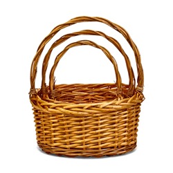 Корзина плетёная для хранения Habia, ива, коричневая, набор 3 шт., Greengo
