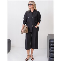 Джинсовые шорты бермуды со стрелками из эластичного денима