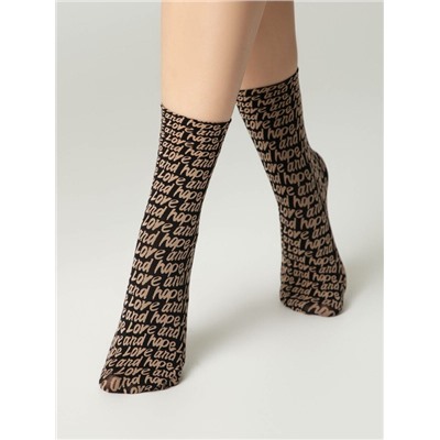 Полиамидные CONTE FANTASY Плотные носки с вывязанным рисунком «Love»