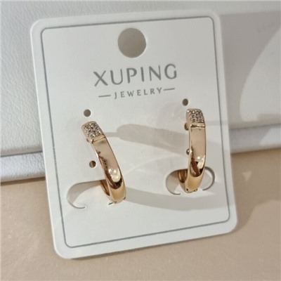 Серьги колечки коллекция "Xuping" покрытие позолота, вствака: цирконы, цвет: прозрачный, арт.101.333