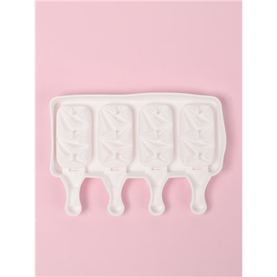 Форма для мороженого «Кристалл», силикон, 19×12.5×2.2 см, 4 ячейки, белая