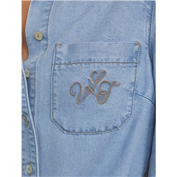 Укороченная блузка с кулиской из джинсового лиоцелла