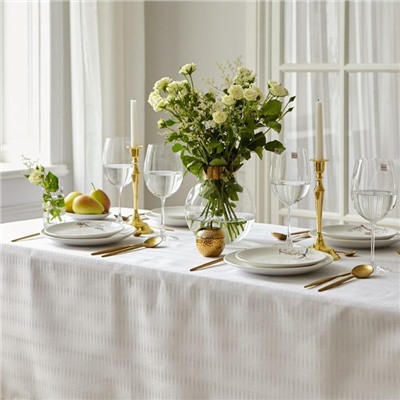 Скатерть «Этель» Shine, 150×110 ±3 см, белая, 192 г/м², хлопок с ВГМО