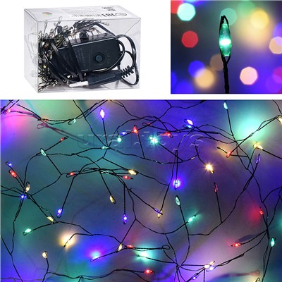 Электрогирлянда Мишура, 3м, 100 ламп, цветная