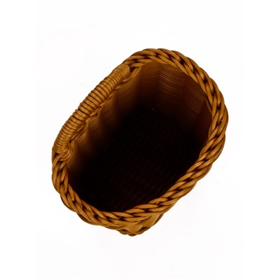 Корзина плетёная для хранения, 18×15×12 см, ручка h=10 см, пластиковая, коричневая