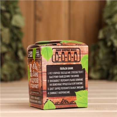 Набор эфирных масел 10 мл «В бане и душа отдыхает» пихта, эвкалипт, можжевельник, мята