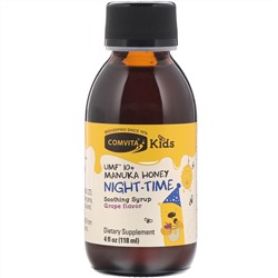 Comvita, Comvita Kids, Night-Time Soothing Syrup with Chamomile, UMF 10+ Manuka Honey, Grape Flavor, 4 fl oz (118 ml)