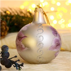 Ёлочный шар d=8 см «Цветочный блеск» ручная роспись