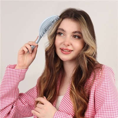Расчёска массажная, для сушки волос, 7.5×23.5 см, цвет голубой