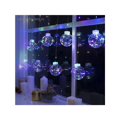 Гирлянда «Бахрома» 2.5×0.7 м роса с насадками «Шарики», IP20, серебристая нить, 150 LED, свечение мульти, 12 В