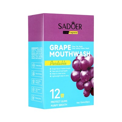 Ополаскиватель для полости рта в стиках со вкусом винограда, 20 шт. по 10 мл