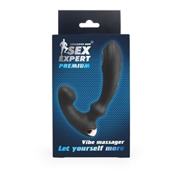 Черный вибромассажер простаты Sex Expert - 14,5 см.