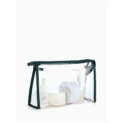 Набор простых косметичек на молниях 2 в 1, с рисунком, тёмно-зелёный