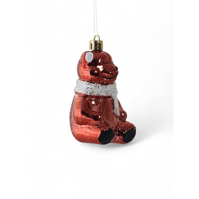 Ёлочные игрушки 3 шт. «Зимнее волшебство. Мишка колор» пластик, 9×5 см, красный