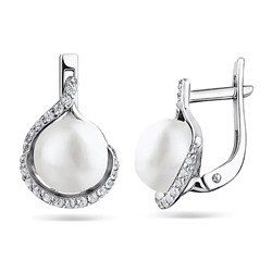 Серьги из серебра жемчуг, С1541