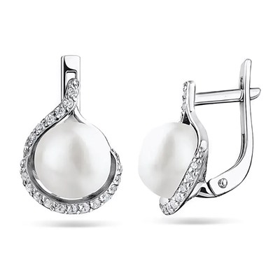 Серьги из серебра жемчуг, С1541