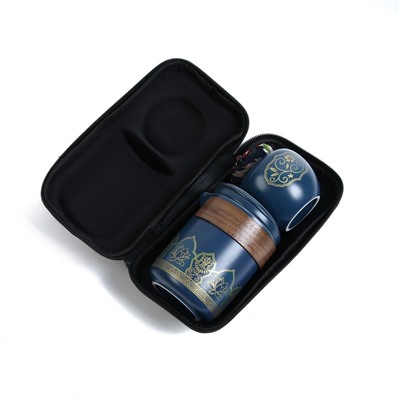 Набор для чайной церемонии ДЖЕКИЧАЙ «Синай», 6 предметов на 3 персоны: чашка 50 мл, чайник 280 мл, керамика, синий