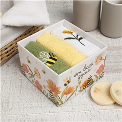 Салфетки махровые «Этель. Пчёлка», 3 шт., 30×30 см, хлопок 100%,