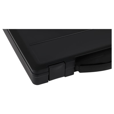 Портфель пластиковый 350х270х45 мм черный, с выдвижной ручкой и защелками ПФ21 Стамм