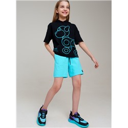 Комплект трикотажный для девочек: фуфайка (футболка), шорты