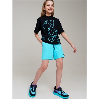 Комплект трикотажный для девочек: фуфайка (футболка), шорты