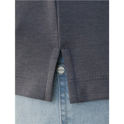 Футболка поло с воротником на пуговтцах из полотна пике с меланжевым плетением с эластаном