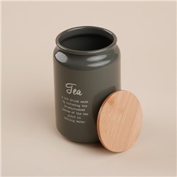 Банка для чая SL Home, 9.5×14 см, с бамбуковой крышкой, серая