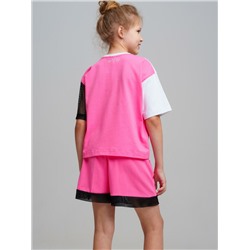 Комплект трикотажный для девочек: фуфайка (футболка), шорты