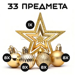 Набор новогодних украшений "Золотое время"в пакете